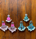 Shelley Bandhani Earrings and Tikka Set